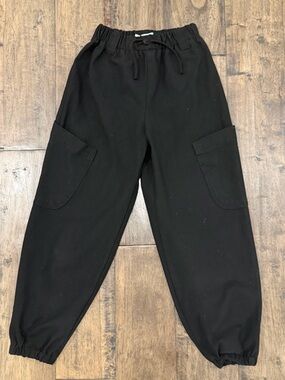 Zara Girls Black Cargo Jogger Pants with Drawstring